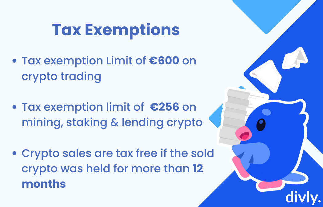 In Germany you are not taxed on crypto profits if they are under 600 euros in a year and not taxed on crypto income if it is under 256 euros a year