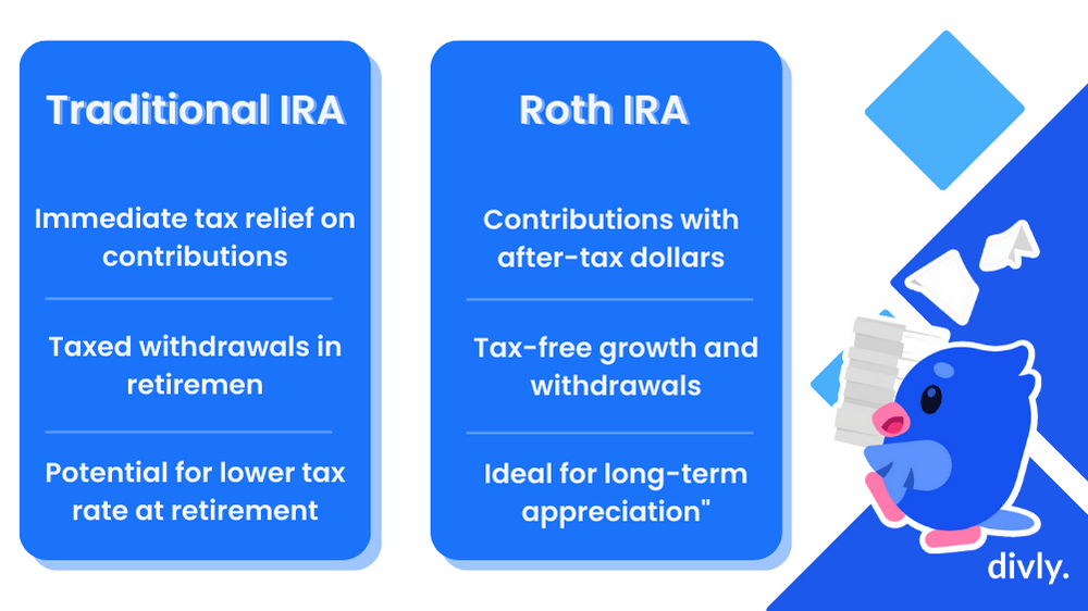 Comparison between traditional IRAs and Roth IRAs for crypto tax purposes. 