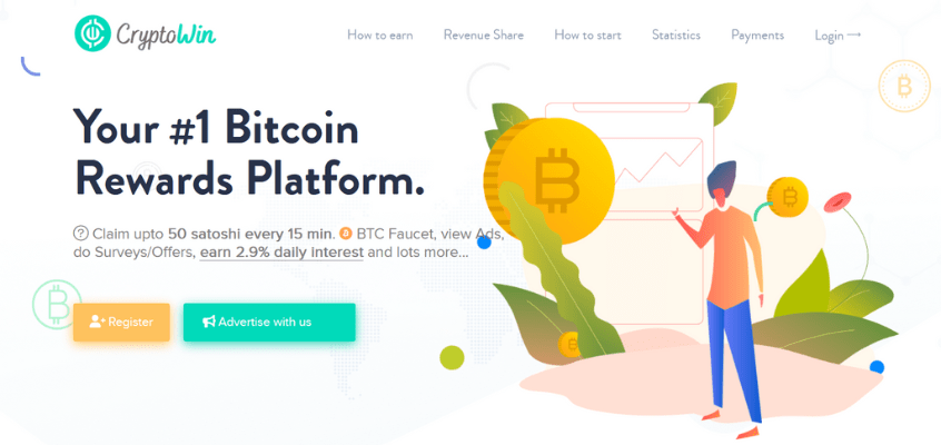 Cryptowin is a Bitcoin Faucet that lets you claim free bitcoin every 15 minutes!