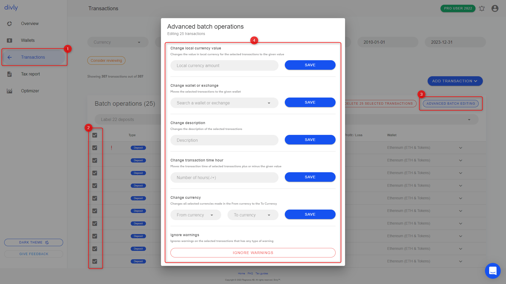 Label multiple transactions