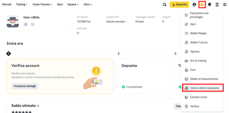 Come ottenere lo storico delle transazioni su Binance. parte 1