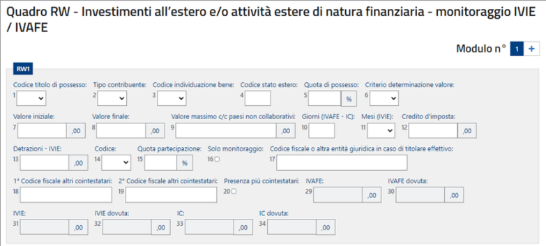 Quadro RW è utilizzato per dichiarare il valore del tuo portafoglio di criptovalute.