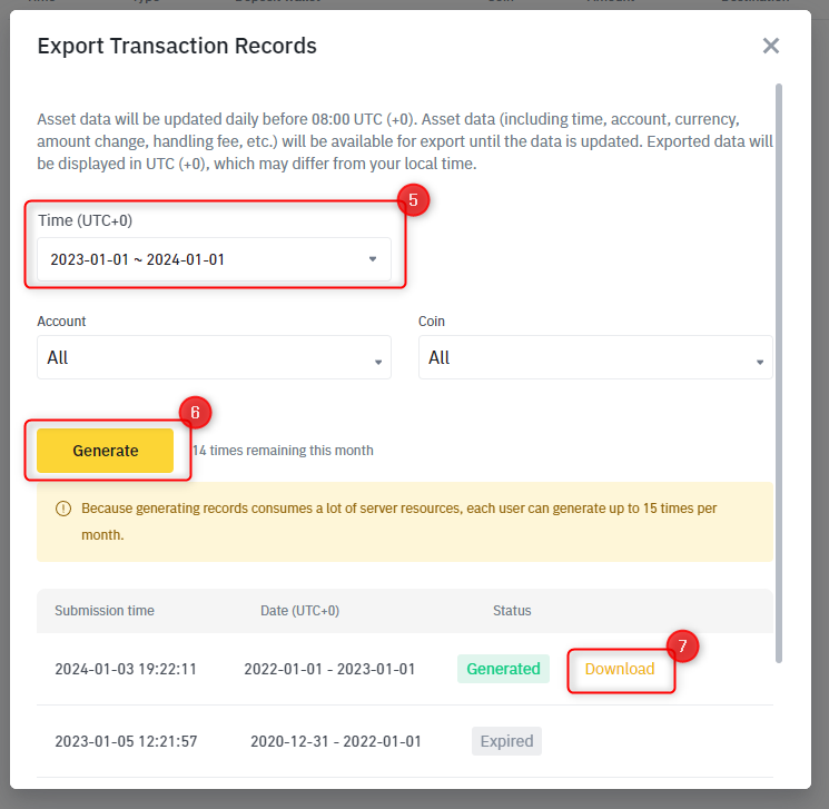 Downloading your Binance transaction history part 3