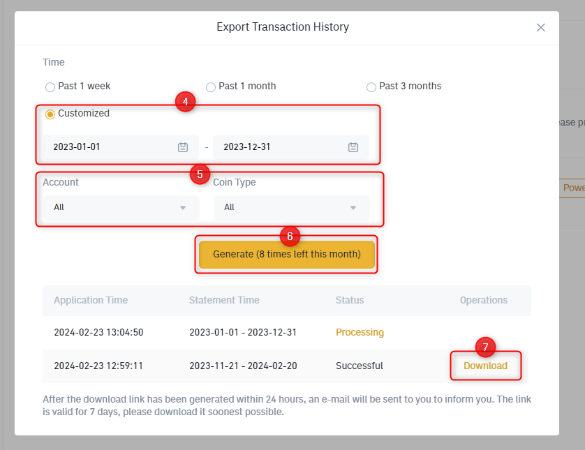 How to export transaction files from Bitrue 2