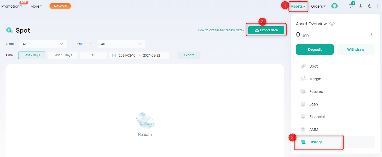 How to export transactions from CoinEx via their CSV file part 1