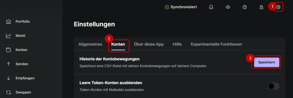 Ledger Live export deutsch