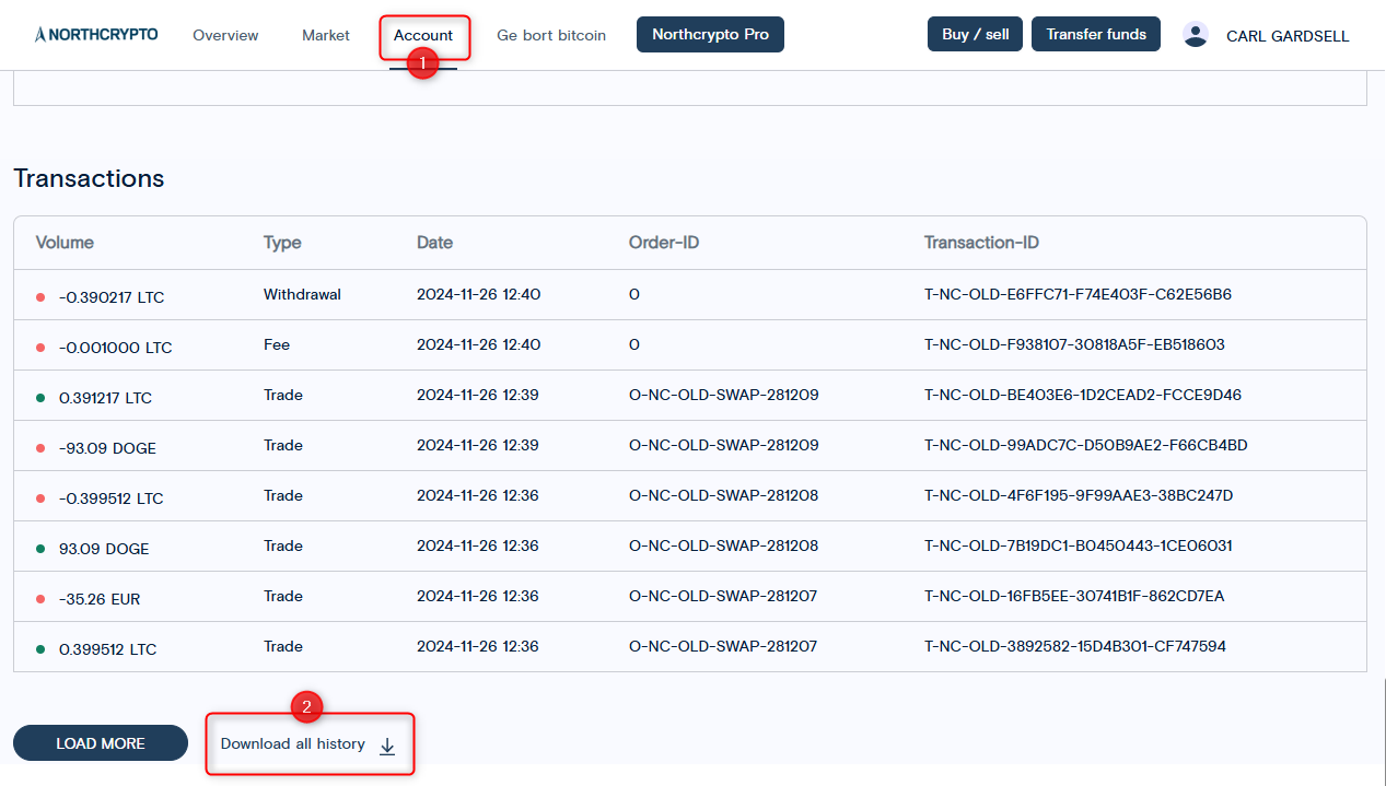 How to export transactions from Northcrypto using a CSV file